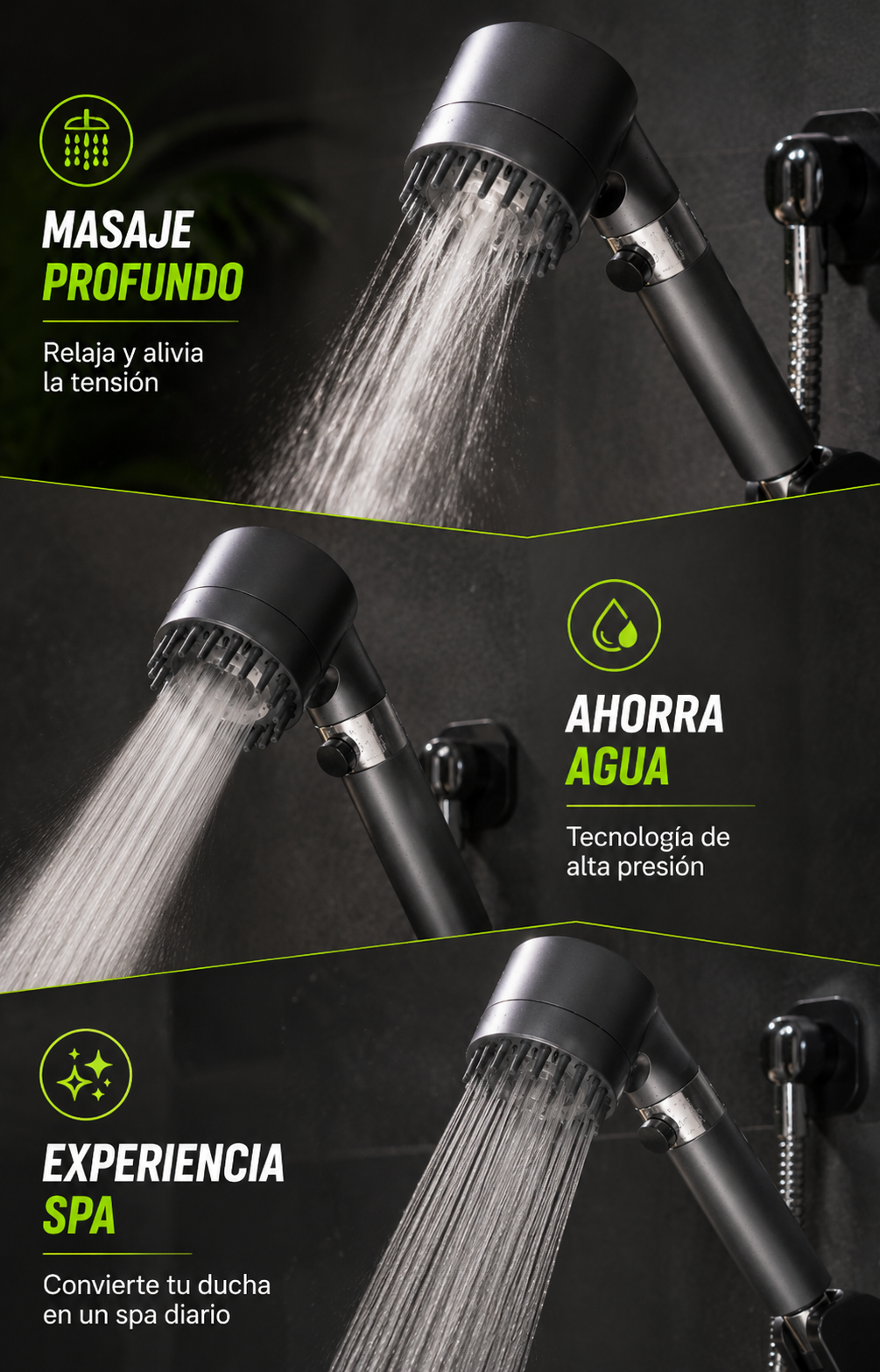 🔥 Cabezal Ducha Masajeadora Spa